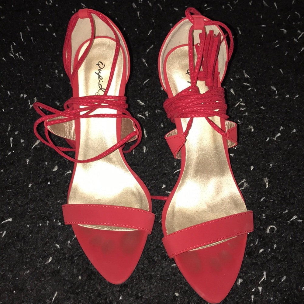 Red Lace Up Heals